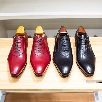 Luxury Genuine Leather Men's Dress Shoes Oxford Handmade Formal Office Business Wedding Classic Lace-Up Footwear