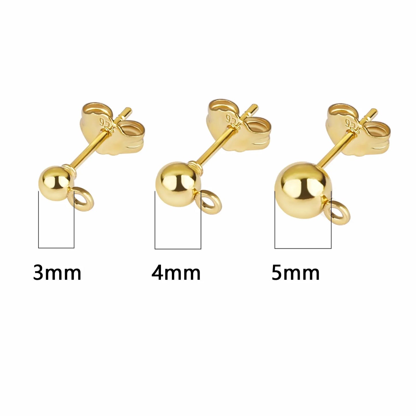 50pcs/lot Gold Silver Earring Studs Base Pins 925 Silver Plated Earring Plug Ear Back DIY Jewelry Making Findings Accessories
