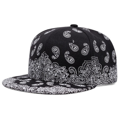 2024 New Fashion West Coast Cashew Flower Printing Snapback Cap Outdoor Sun Men Woman Baseball Hat Adjustable