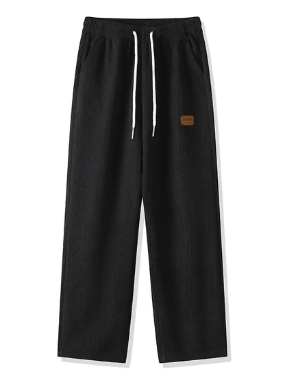Winter Thick Warm Corduroy Sweatpants Men Fleece Liner Drawstring Straight Loose Track Pants Male Casual Fleece Thermal Trousers