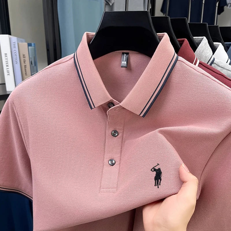 Fashion brand 100% cotton summer new item men's original pony embroidered polo shirt comfortable and breathable short sleeve top