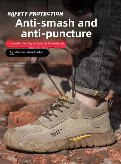 Labor Protection Shoes Steel Toe Breathable Odor Proof Capsprevent Smashing Punctures Welders Resistant  Dirt Light Safety Shoes