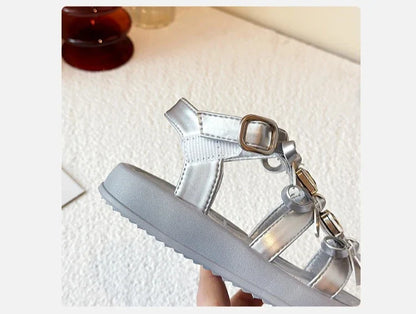 Girl Sandals Summer New Kids Fashion Hollow-out Causal Shoes Princess Versatile Sweet Bowknot Children Open-toe Beach Sandals