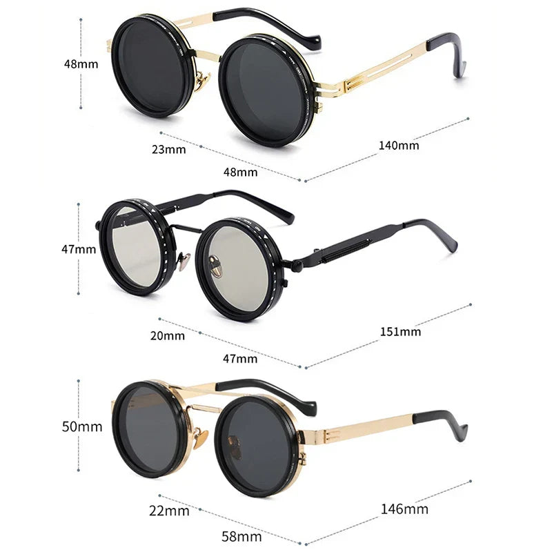Metal Round Punk ND9-level Adjustable Dimming Sunglasses Women Polarized UV400 Fashion Men Outdoor Sun Glasses