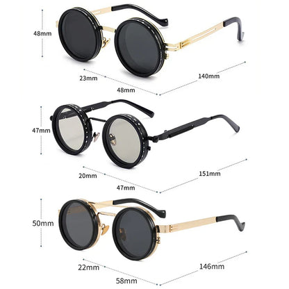 Metal Round Punk ND9-level Adjustable Dimming Sunglasses Women Polarized UV400 Fashion Men Outdoor Sun Glasses