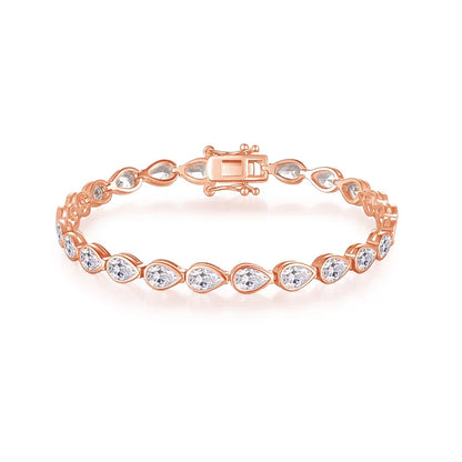 Plated 18K Pear Cut Zircon Moissanite Tennis Bracelet for Women Men 4*6mm Gems Luxury Wedding Chain Pure S925 Silver
