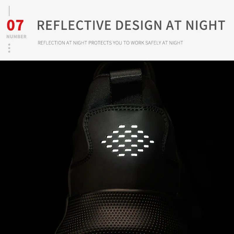 New Summer Safety Shoes Comfortable Men's Sports Shoes Lightweight Waterproof Sneakers Work Shoes Men's Steel Toe Work Boots