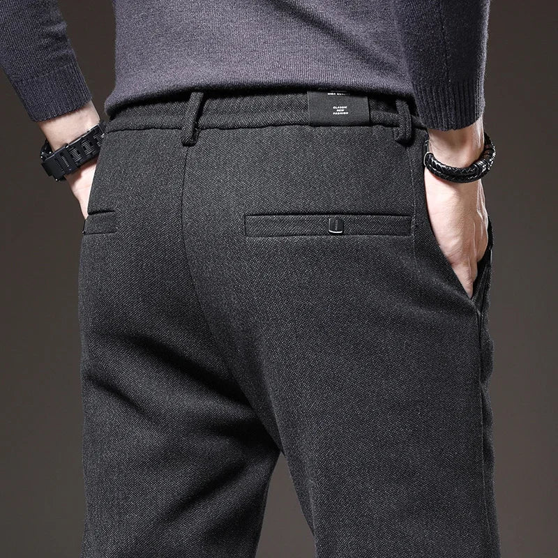 2024 New Brand Slim Casual Pants Men Spring Autumn Business Work Cotton Black Grey Blue Trousers Male Fashion Korean Clothing