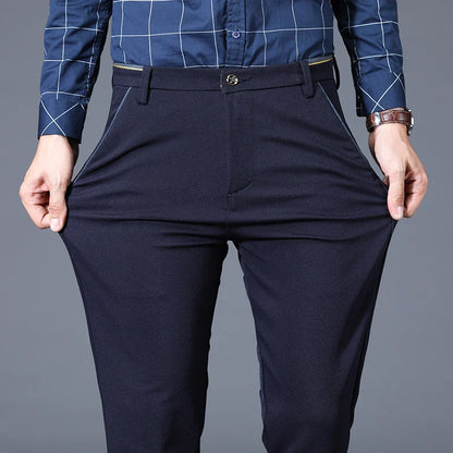 Winter New Classic Men's Fleece Casual Pants Thickened Straight Slim Warm Business Casual Office Male Velvet Trousers