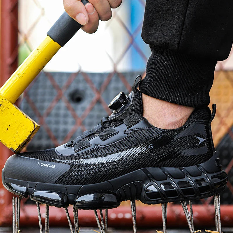 Steel Toe Indestructible Shoes Protective Boots Rotating Button Work Safety Shoes Men Air Cushion Security Boots Work Sneakers