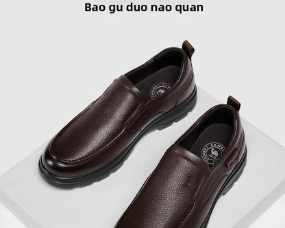 Golden Camel Men's Shoes 2026 New Business Casual Soft Sole Leather Shoes Brand Design Soft Soles Non-slip Velvet Warm Loafers