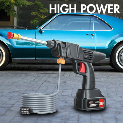 Portable Cordless Car High Pressure Washer Water Wash Cleaner Gun 26bar With 2Pcs 1200mah Battery