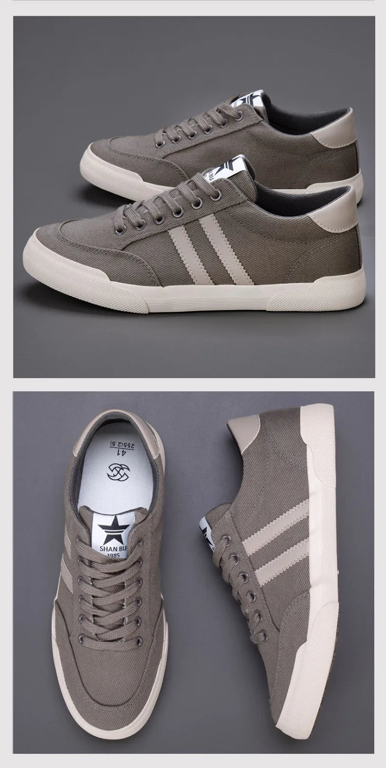 Retro Green Vulcanize Shoes Men Breathable Leisure Shoes For Men Lightweight Flat Casual Canvas Sneaker