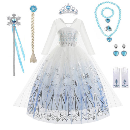 Frozen 2 White Elsa Princess Dresses for Baby Girls Outfit Snow Queen Cosplay Birthday Party Kids Clothing for 2-12 Years