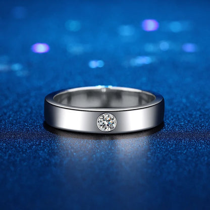 4mm Moissanite Ring for Men 925 Sterling Silver Gemstone Lab Diamond Gold Plated Rings Wedding Engagement Band Jewelry