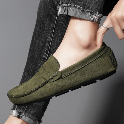 Sapatos Masculinos Casuais de Camurça, Respiráveis, de Couro, Loafers Masculinos, Slip-on, Sapatos de Dirigir Masculinos, Marca de Luxo, Sapatos Náuticos Confortáveis