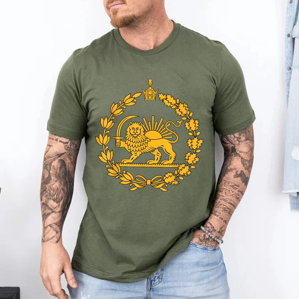 Lion and Sun Iran Persian Flag Iran Tshirt Khorshid Graphic T-Shirt Daily Life Casual Men Women Unisex Cotton Streetwear
