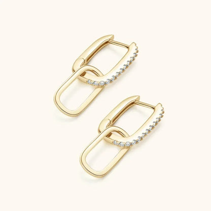 1.4mm Moissanite Paperclip Link Earrings for Women Silver 925 D Color Lab Diamond Huggie Hoop Earrings 2024 Trend Jewelry