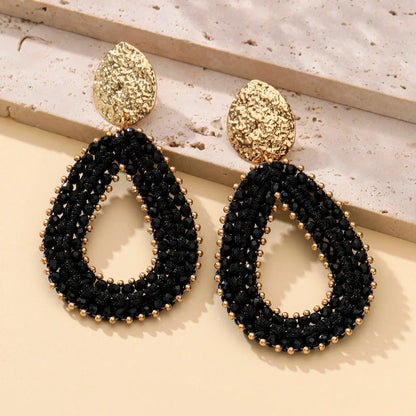 Big Water Drop Shape Drop Earrings For Women Colorful Beads Handmade Threading Crystal Long Earrings Jewelry Gift EA144