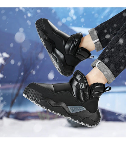 Winter shoes men's high top plush warm cotton shoes, high-quality and fashionable cold resistant outdoor cotton boots snow boots