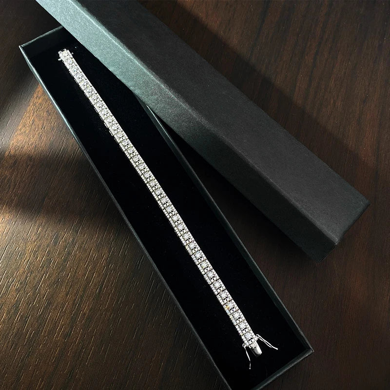 D VVS1 Moissanite Tennis Bracelet GRA Certified Lab Diamond 925 Sterling Silver 6mm Width Cuban Bracelets for Women Man