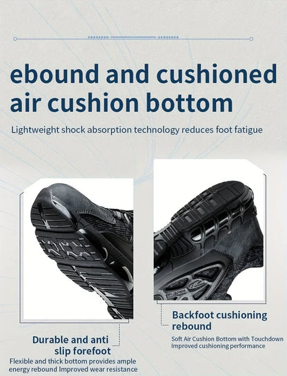Safety Shoes For Men Steel Toe Anti-Puncture Men's Work Shoes Slip Resistant Reinforced Sole Rotating Button Fashion Sneaker