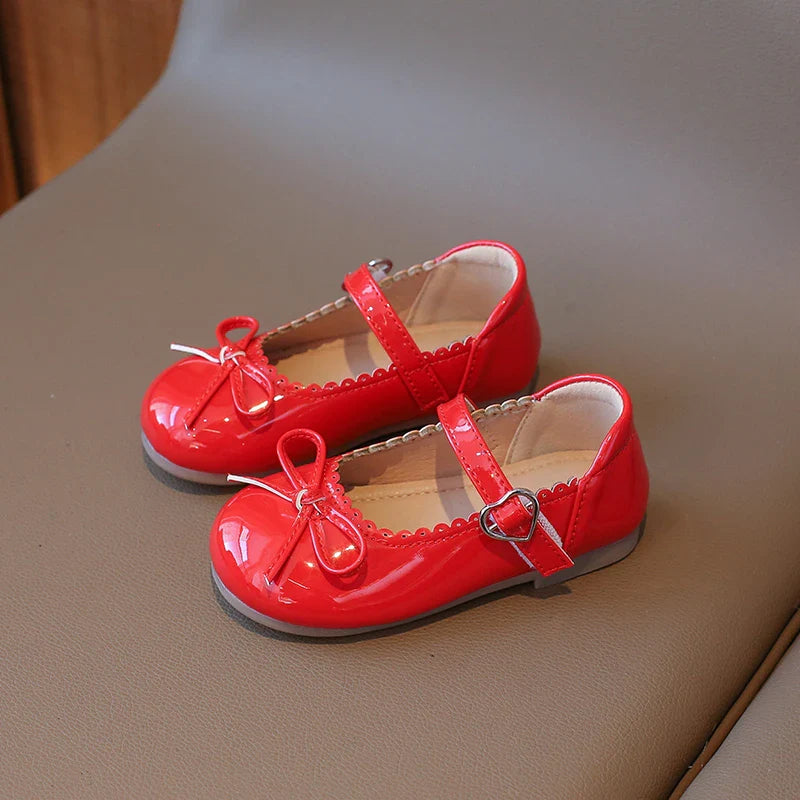 Summer Girl's Princess Shoes Bowknot Round Toe Hook-loop Shallow Cute Daily Kid's Flat Shoe Solid Colors Anti-slip Children Shoe