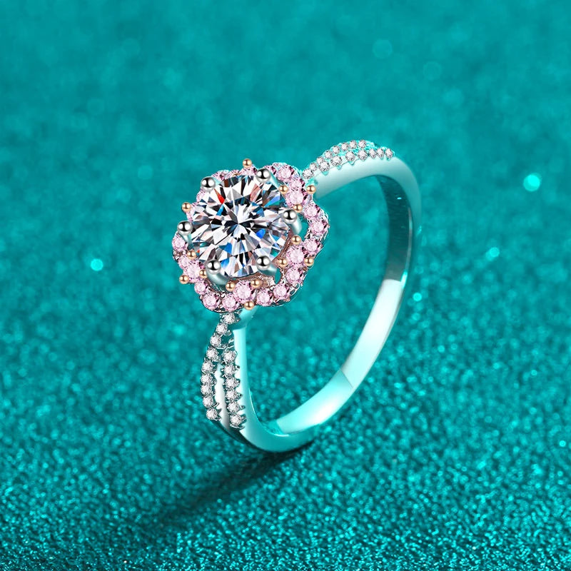 1ct Moissanite Rings for Women Sparkling Lab Gem Wedding Band S925 Sterling Silver Eternity Engagement Promise Rings