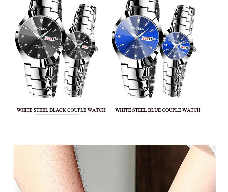 Relogio Feminino Couple Watch Men Quartz watch for Lovers Luxury Womens wristwatch Stainless Steel Waterproof