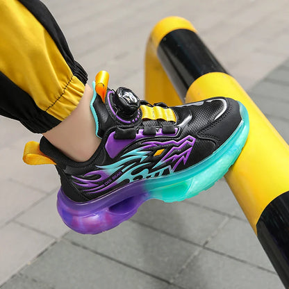 Boys leather lightweight winter sports shoes children's basketball running shoes spring and autumn new rubber soles