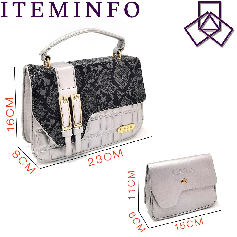 Retro Design!Three-Piece Set Peach Color Patent Leather Bag With Ribbon For Women, Classic High-Heeled Shoes