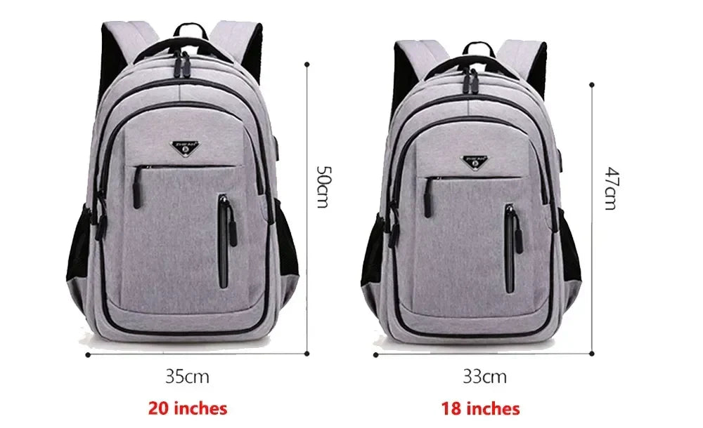 Large Capacity Backpack Men Laptop Backpacks 15.6 Oxford Black Solid High School Bags