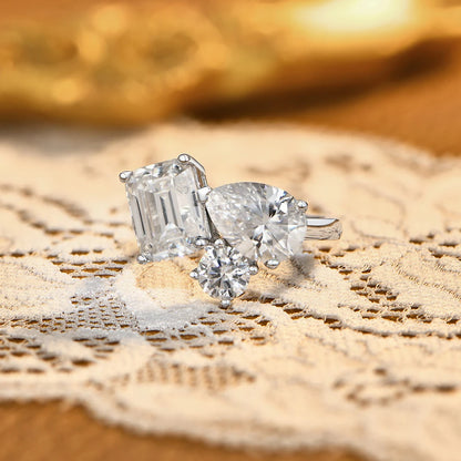 Total 5.5CT All Lab-Creatred Moissantie Ring for Women S925 Silver Engagement Ring Classic Wedding Engagemen Jewelry
