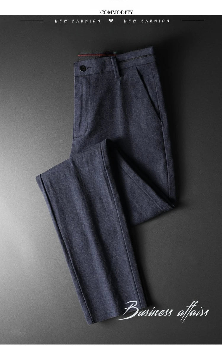 Spring Summer Business Men's Casual Pants Fashion Grid Design Versatile Comfortable Slim Straight Legs Elastic Male Trousers
