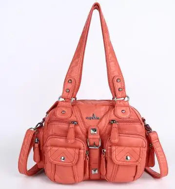 Women Small Handbags Satchel Top-handle Handbag PU Shoulder Bag 8”x11” Dumpling Pack Multi-pockets Shoulder Bag
