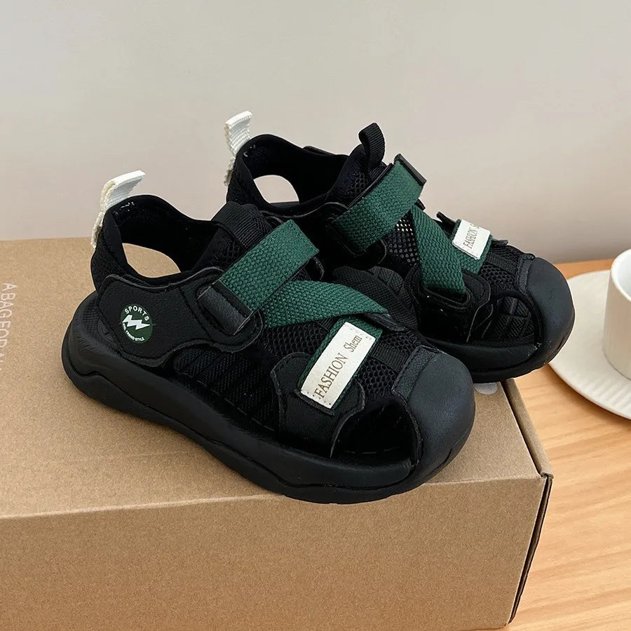 2026 Summer Kids Sandals for Boys Anti-slippery Sole Toddler Beach Shoes Hook&loop Baby Boys First Walkers Barefoot Casual Wear