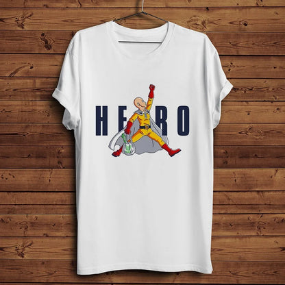 one punch Hero,Saitama,OK MAN,Funny Anime Tshirt ,Men White Casual Short Sleeve T-Shirt,Unisex Streetwear,manga Tee