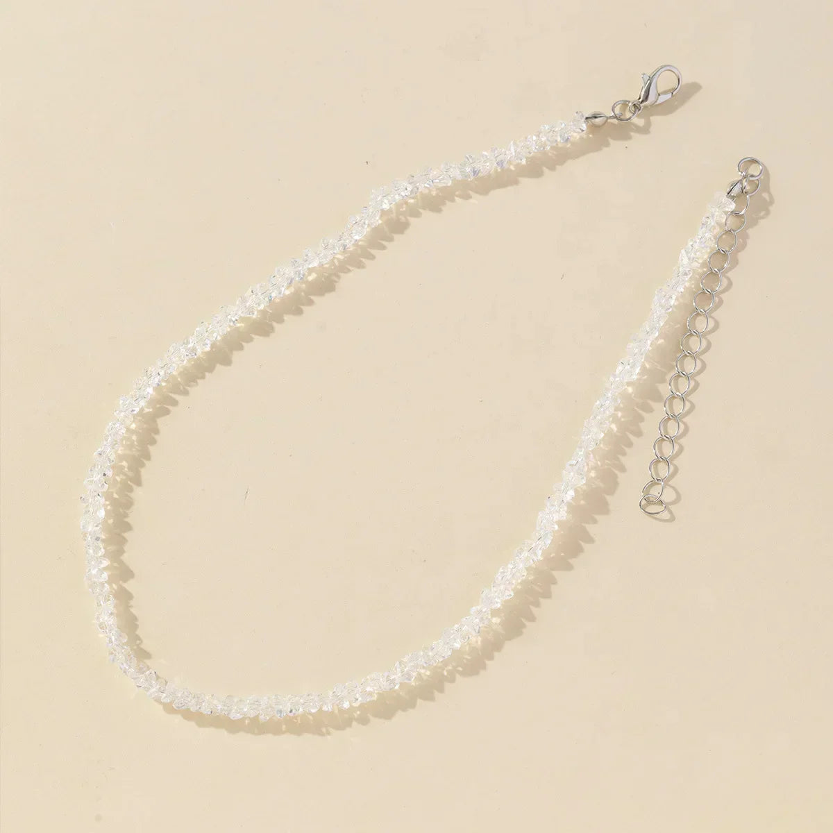 Mulit-cut Glass Crystal Irregular Beaded Choker Necklace for Women Transparent Vintage Collarbone Collar Neck Fashion Jewelry
