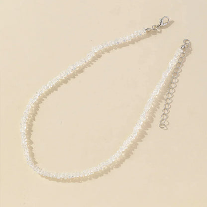 Mulit-cut Glass Crystal Irregular Beaded Choker Necklace for Women Transparent Vintage Collarbone Collar Neck Fashion Jewelry