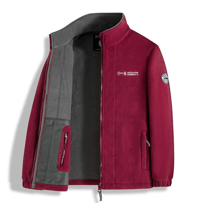 2025 Men's Fleece Coat Autumn and Winter Thickened Warm Windproof Cold-proof Loose Plus Size Outdoor Sports Collar Fleece Jacket