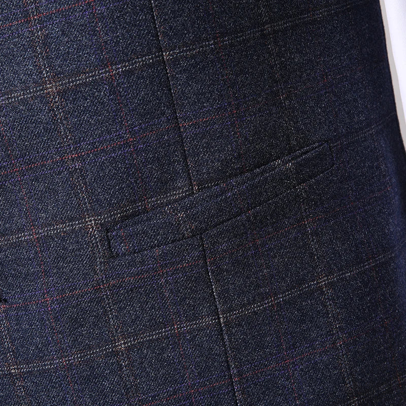 Blazer Vest Pants  Boutique Plaid Men's Formal Groom Wedding Dress Slim Suit 3Pcs or 2Pcs Men's Casual Business Suit Tuxedo
