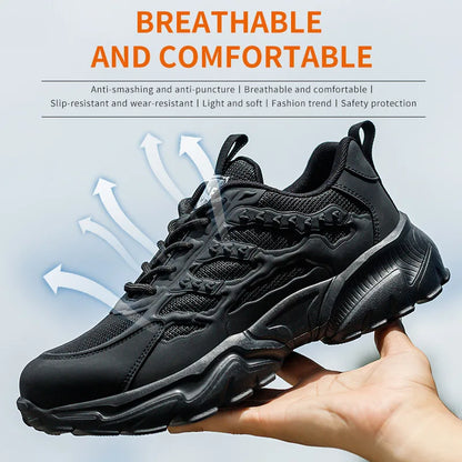 Safety Shoes Men, Lightweight Breathable Anti-Puncture Anti-Smash Non Slip Industrial Work Boots