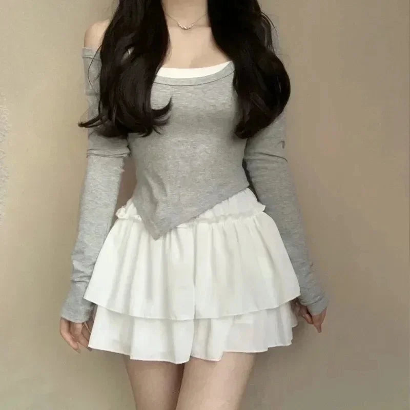 White Ball Gown Skirts Women Fashion Slim Fit Mini Skirts Giris Y2k All Match Elastic High Waist Black Faldas Goth