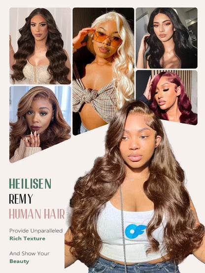 220% Density 36 Inches Chocolate Brown Body Wave 13x6 Lace Front Human Hair Wigs 13x4 Lace Frontal Wig Brazilian Remy Hair Wig