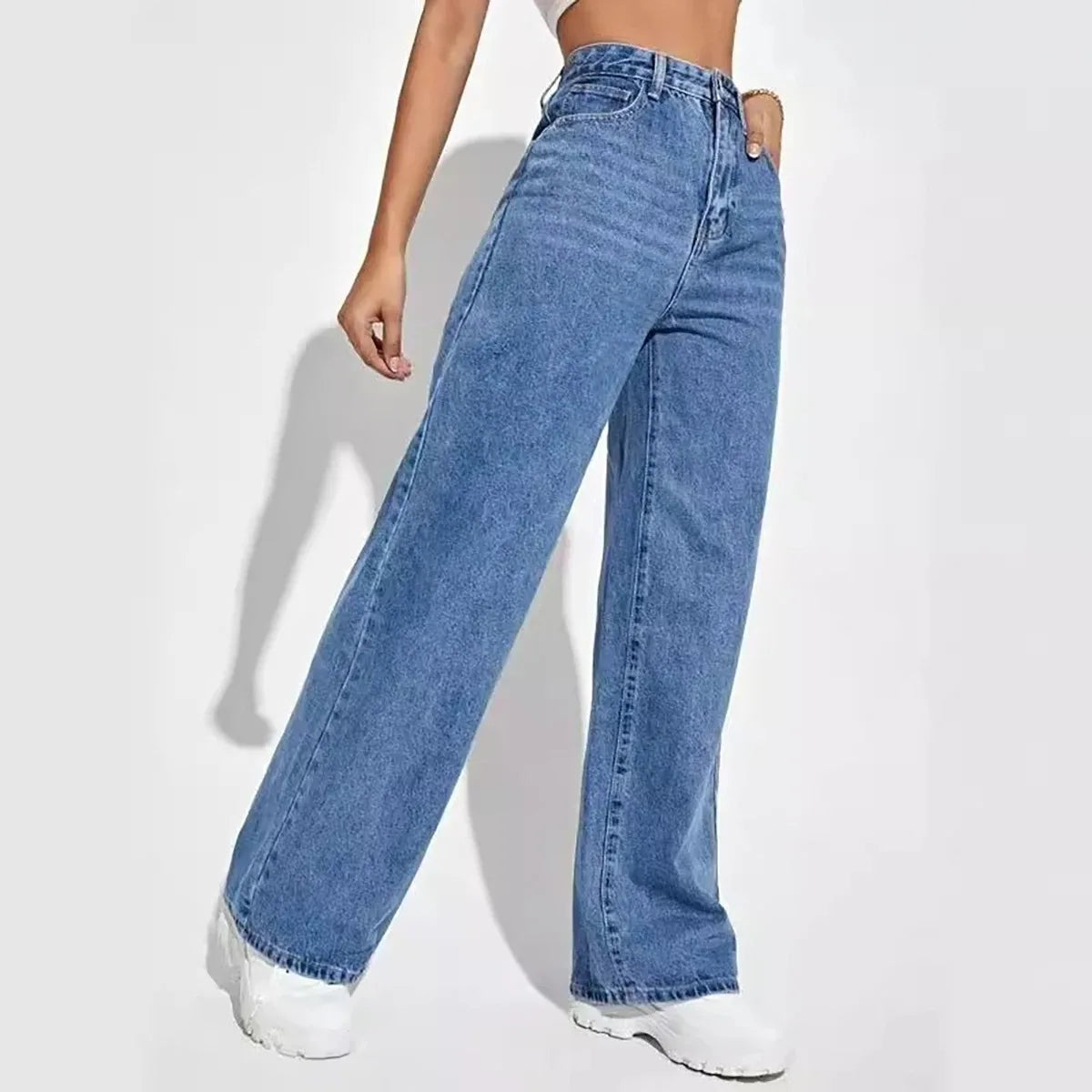 Y2k High street baggy straight pants High waisted all-in-one slim pants