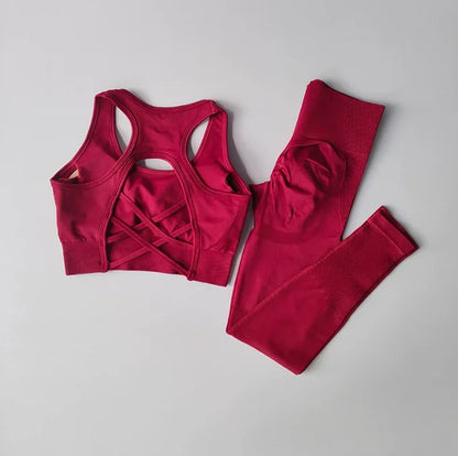 Women's Workout Set 2 Piece, High Impact Sports Bra and High Waist Leggings, Quick Dry Fitness Yoga Suit