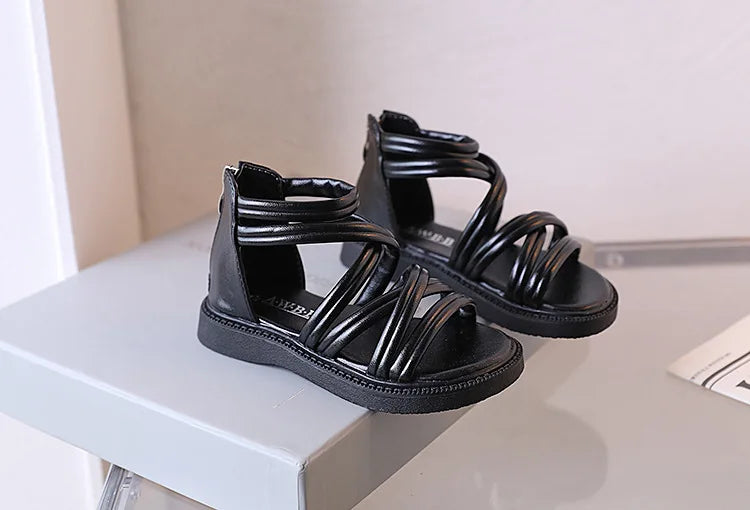 Sweet Princess Shoes for Little Girls 2026 Summer New Fashion Korean Edition High Top Roman Sandals for Girls
