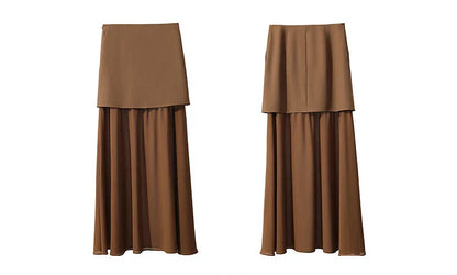 Women's Skirt 2026 Spring New Elegant Patchwork Chiffon Long Skirt Solid Color Straight Versatile Woman Clothes 12641047