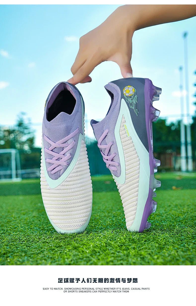 New Men Football Boots Outdoor Sport Boys Long Spikes Training Cleats Soccer Shoes Adult Non Slip Breathable Match Comfortable