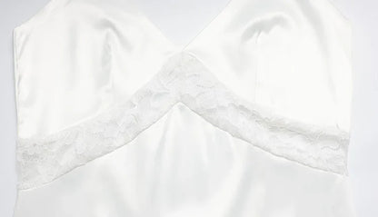 Lace Patchwork Women Dresses Camisoles Backless Hip Wrap Outfits Solid Sexy Club V Neck Sheath Female Bodycon Fashion